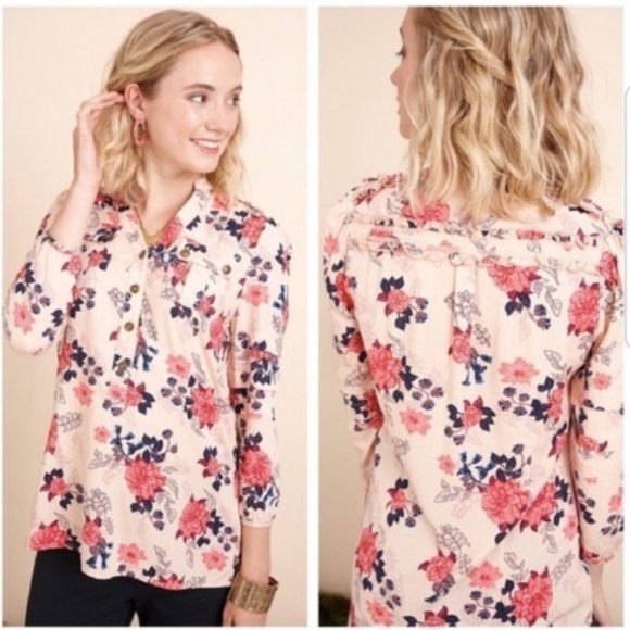 MATILDA Jane Once Upon A Time Livery Millie Top Blouse Floral hi low hem sz M - Picture 1 of 3